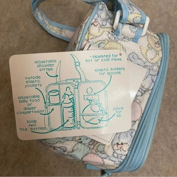 Health-Tex Vintage Baby Fridge Vinyl Insulated Bottle Bag Pastels Blue Animals - Picture 13 of 16